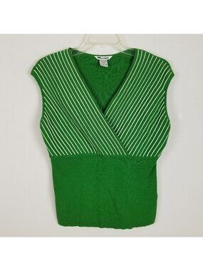 Nygard collection sleeveless green and white cotton blend sweater sz M